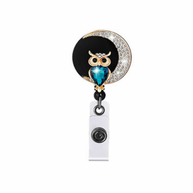 1PC ID Badge Moon Owl Retractable Easy-pull Buckle Anti-Lost Clip.