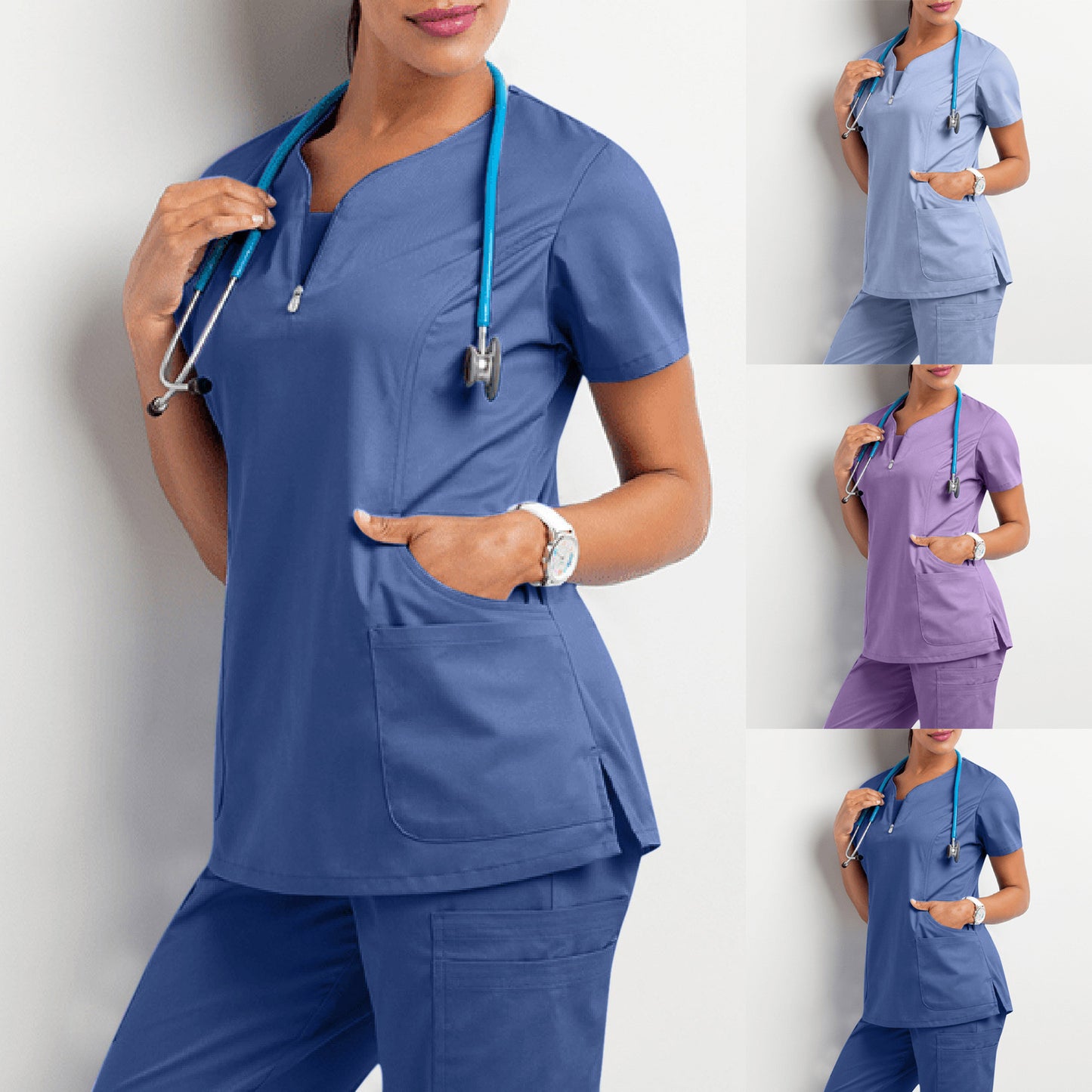 Medical Short Sleeve V-Neck uniformes for women.